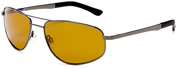 Eagle Eyes Redtail Aviator Sunglasses - Gunmetal Stainless Rims and Polarized Lenses