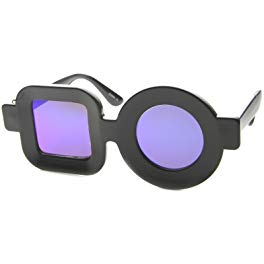 ValleyCity x zeroUV Limited Edition Womens Bold Oversized Sunglasses 39mm (Black/Rainbow Mirror)